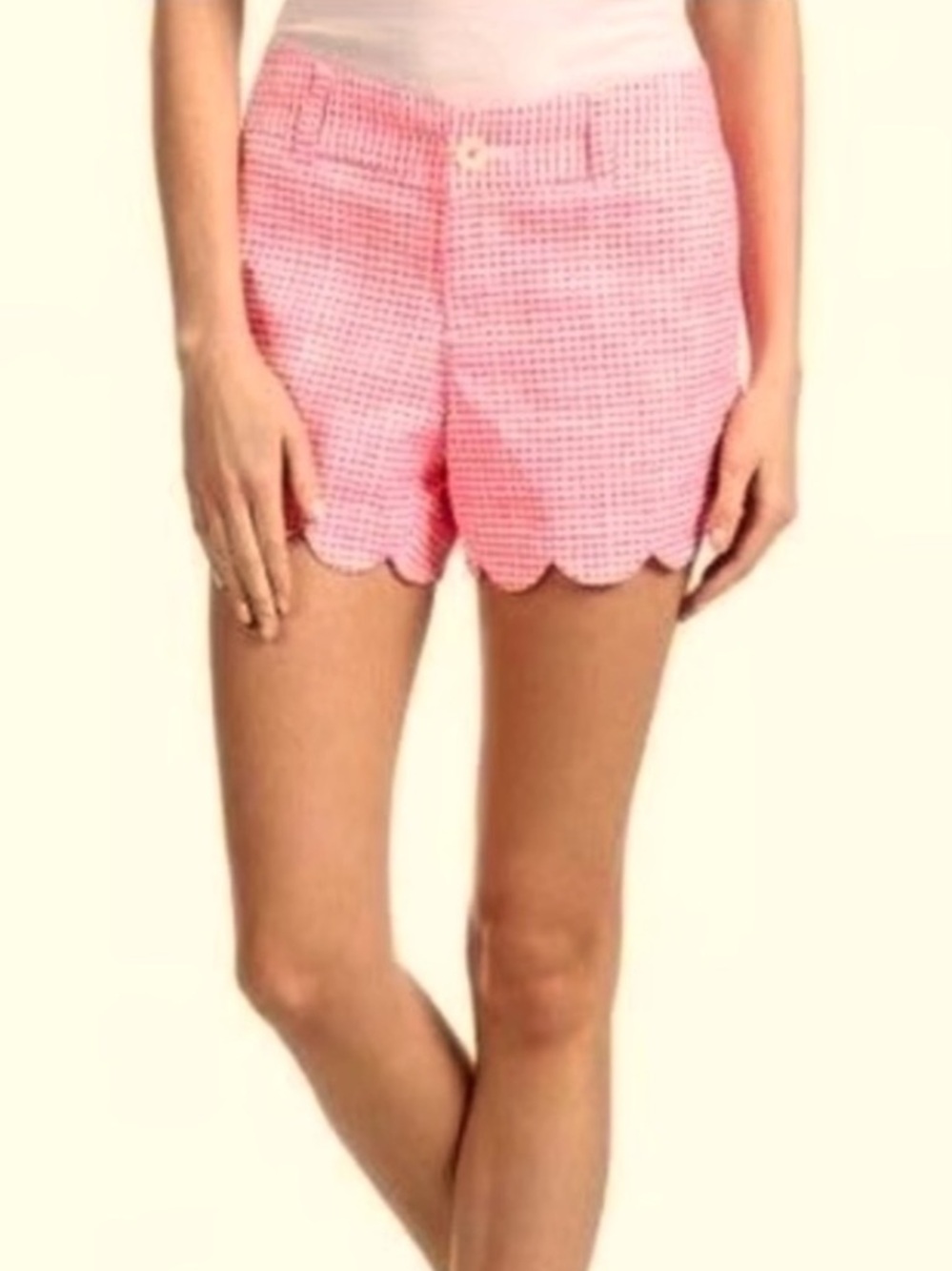 NWOT Lilly Pulitzer Fiesta Pink white Plaid Buttercup chino Shorts Size 4